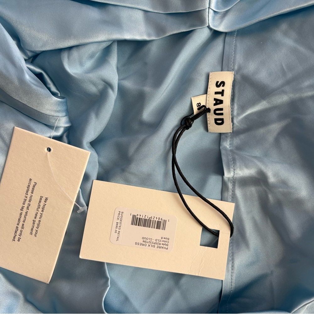STAUD One-Shoulder Satin Gown in Light Blue - Picture 5 of 5